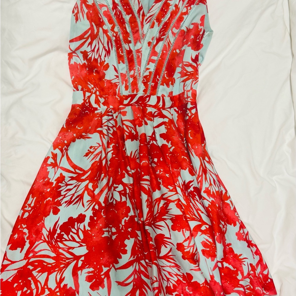 Floral Red and Blue Dress